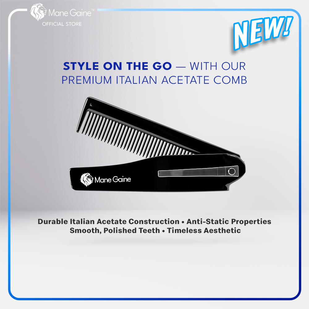 MANE GAINE™ Premium Italian Acetate Comb - Stylish & Durable Pocket Grooming Essential