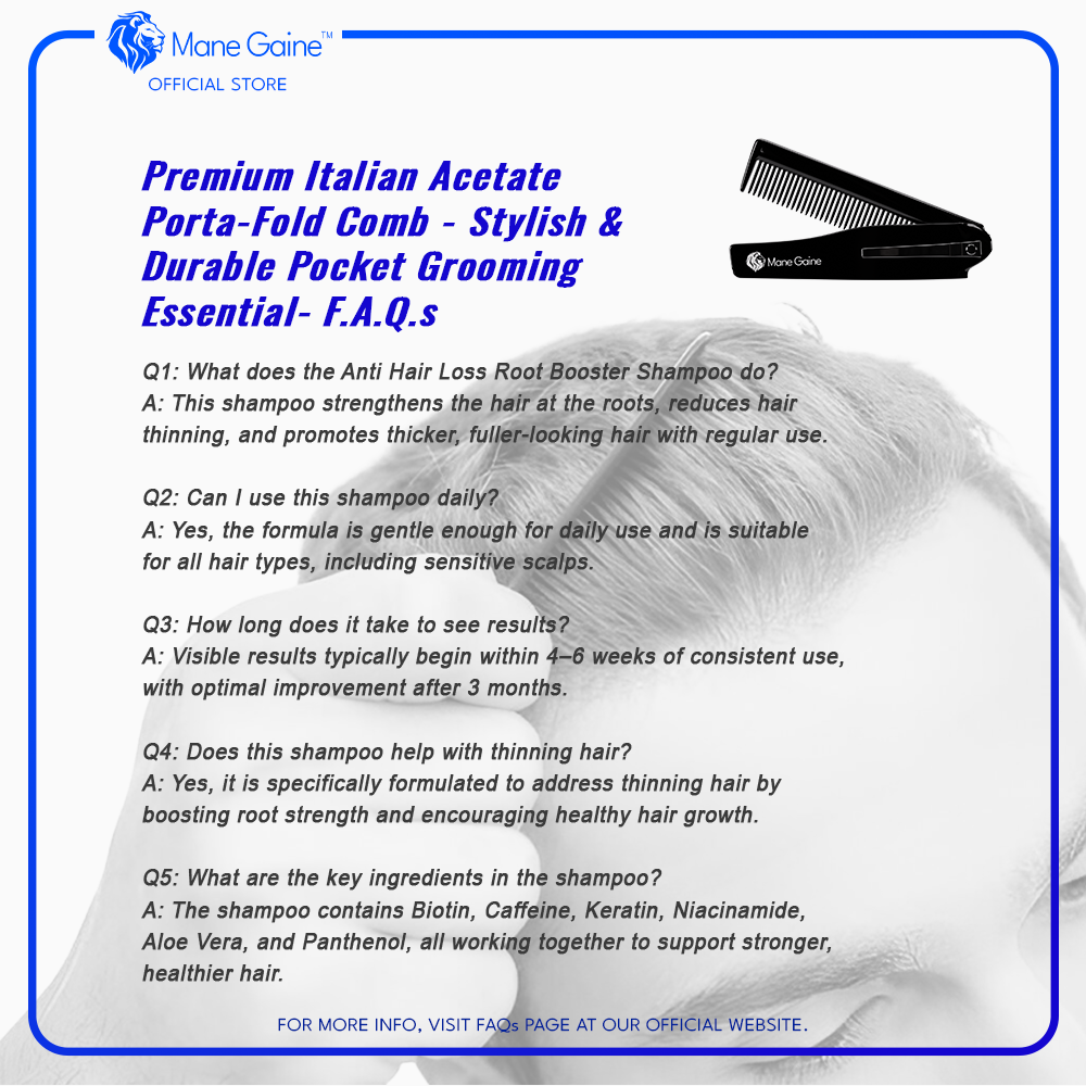 MANE GAINE™ Premium Italian Acetate Comb - Stylish & Durable Pocket Grooming Essential