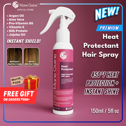 MANE GAINE™ Heat Protectant Hair Spray - Shields Hair from Heat Damage & Adds Shine (150ml)