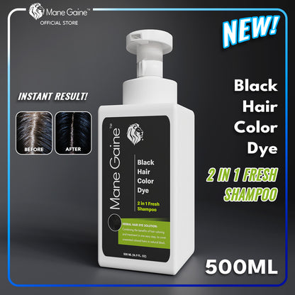 MANE GAINE™ Black Hair Color Dye Shampoo - Herbal Hair Dye Shampoo Black Hair Care (500ml)