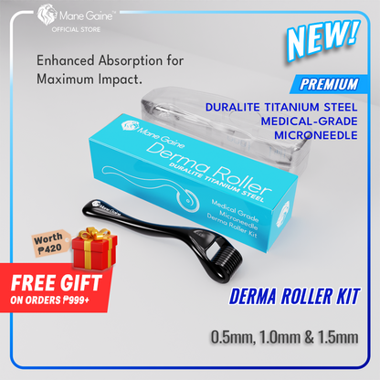 MANE GAINE™ Derma Roller Duralite Titanium Steel - Medical Grade Microneedling (0.5mm to 1.5mm)