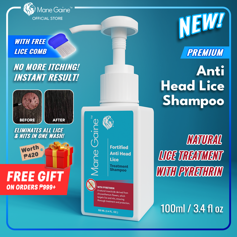 MANE GAINE™ Anti Head Lice Shampoo with Pyrethrin - Effective Lice Treatment & Prevention (100ml)