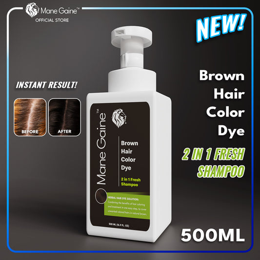 MANE GAINE™ Brown Hair Color Dye Shampoo - Herbal Hair Dye Shampoo for Brown Hair Care (500ml)