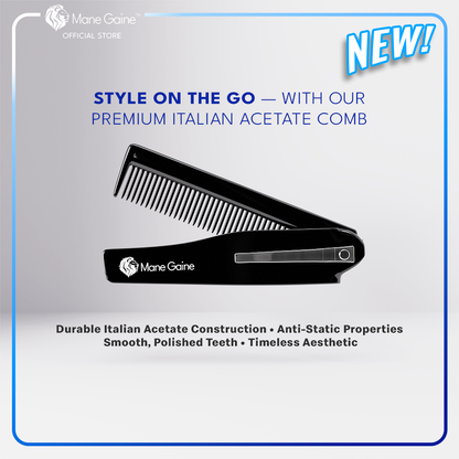 MANE GAINE™  Premium Italian Acetate Comb - Stylish & Durable Pocket Grooming Essential