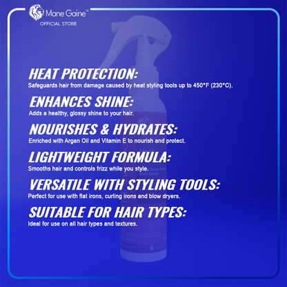 MANE GAINE™ Heat Protectant Hair Spray - Shields Hair from Heat Damage & Adds Shine (150ml)