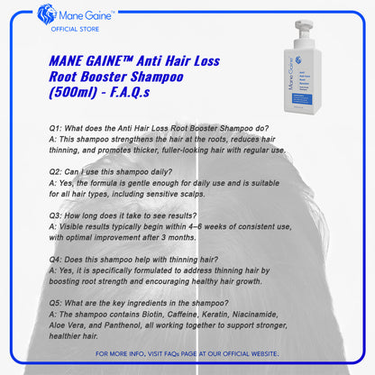 MANE GAINE™ Anti-Hair Loss Root Boost Shampoo – Anti Hair Loss Formula for Thicker, Fuller Hair (500ml)