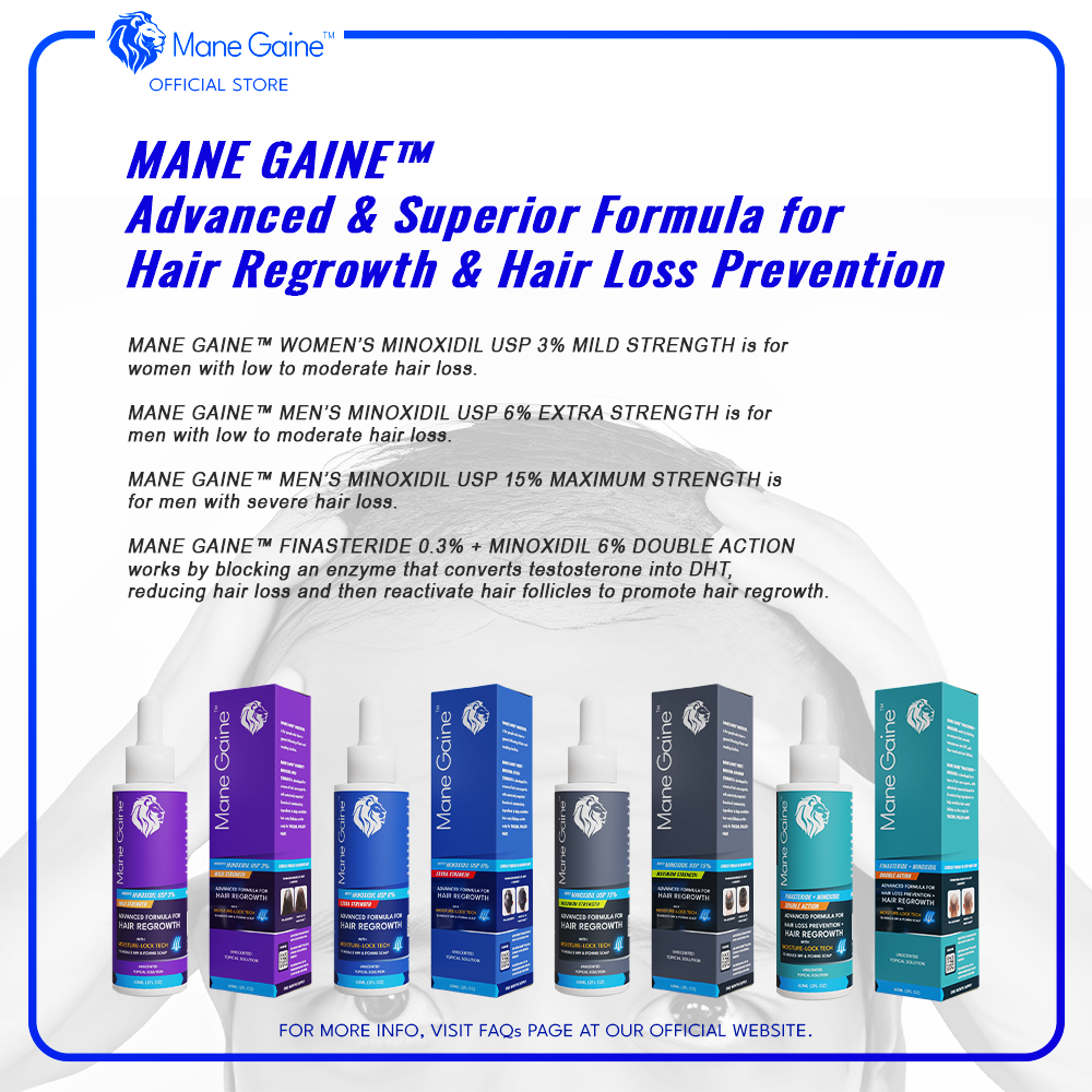 MANE GAINE™ Men's Minoxidil USP 15% MAXIMUM STRENGTH - Advanced Formula for Hair Regrowth (60ml)